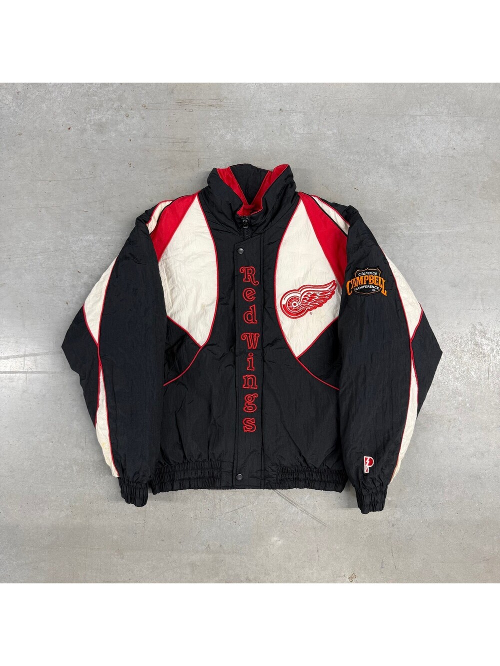 Vintage 90s NHL Detroit Red Wings Pro Player Flawed Insulated Jacket Large Black